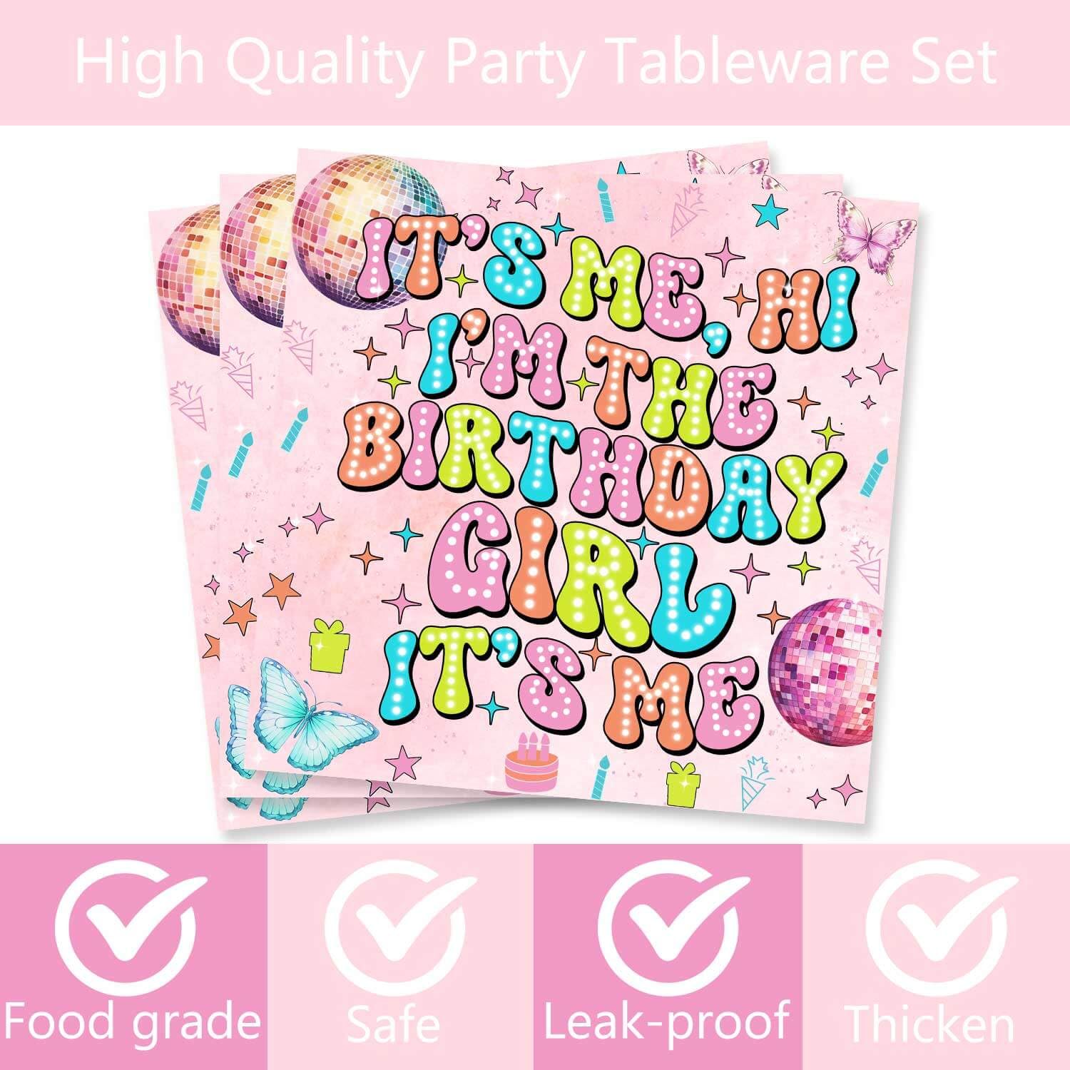 Its Me Hi Im The Birthday Girl Party Supplies - 80 Pcs Tableware Music Decorations Includes Paper Dinner Plates Napkins Forks Dinnerware for In My