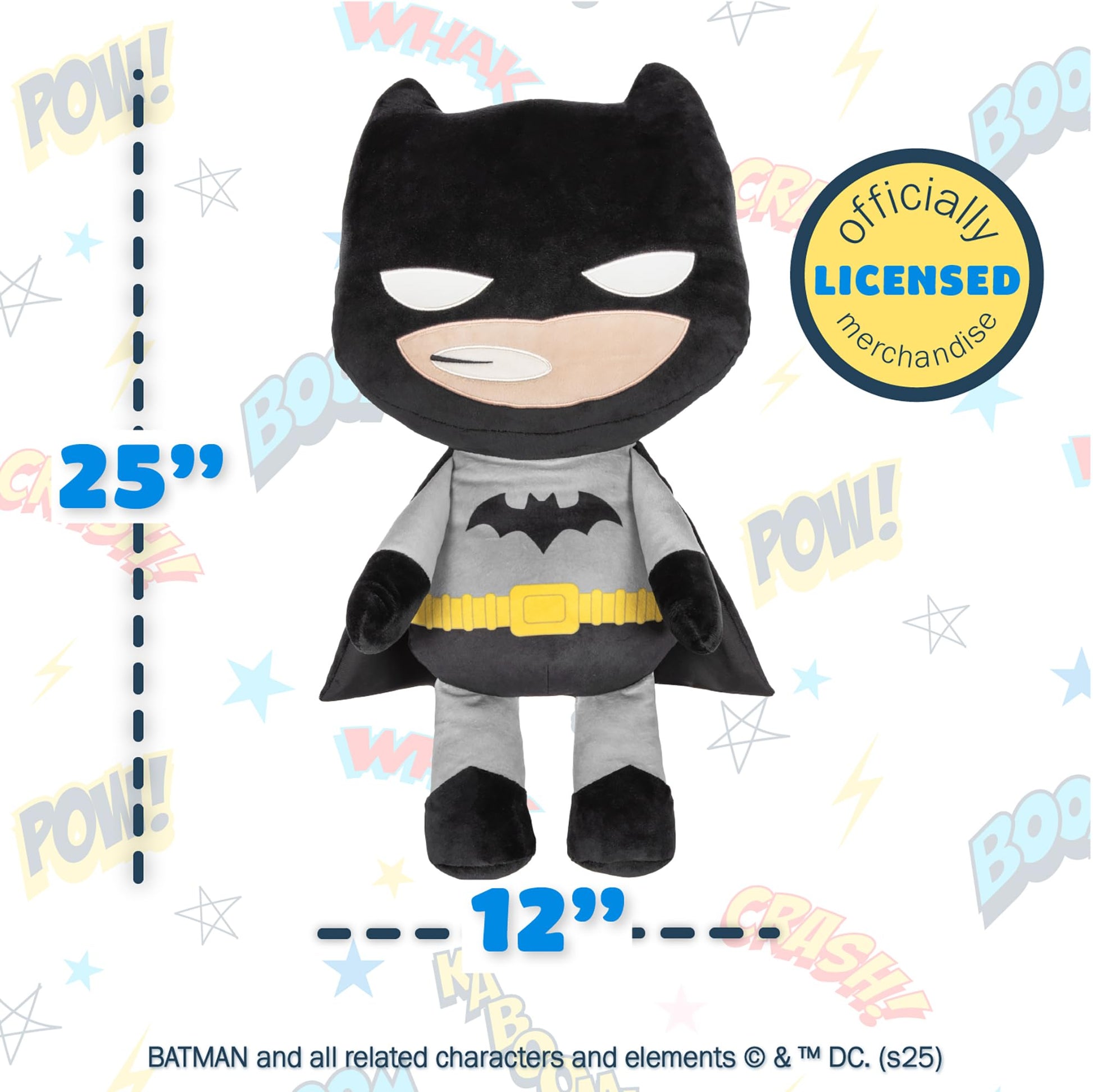 Kids Preferred DC Batman Plush, Beans in Body & Crinkle Feet, Extra Soft Stuffed Animal Toy for Baby and Toddler Boys & Girls - 25 Inch Size