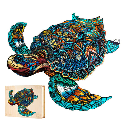 Jigfoxy Wooden Puzzles for Adults, Sea Turtle Wooden Jigsaw Puzzles for Adults Kids, Unique Animal Shape Wood Cut Puzzles, Christmas Thanksgiving