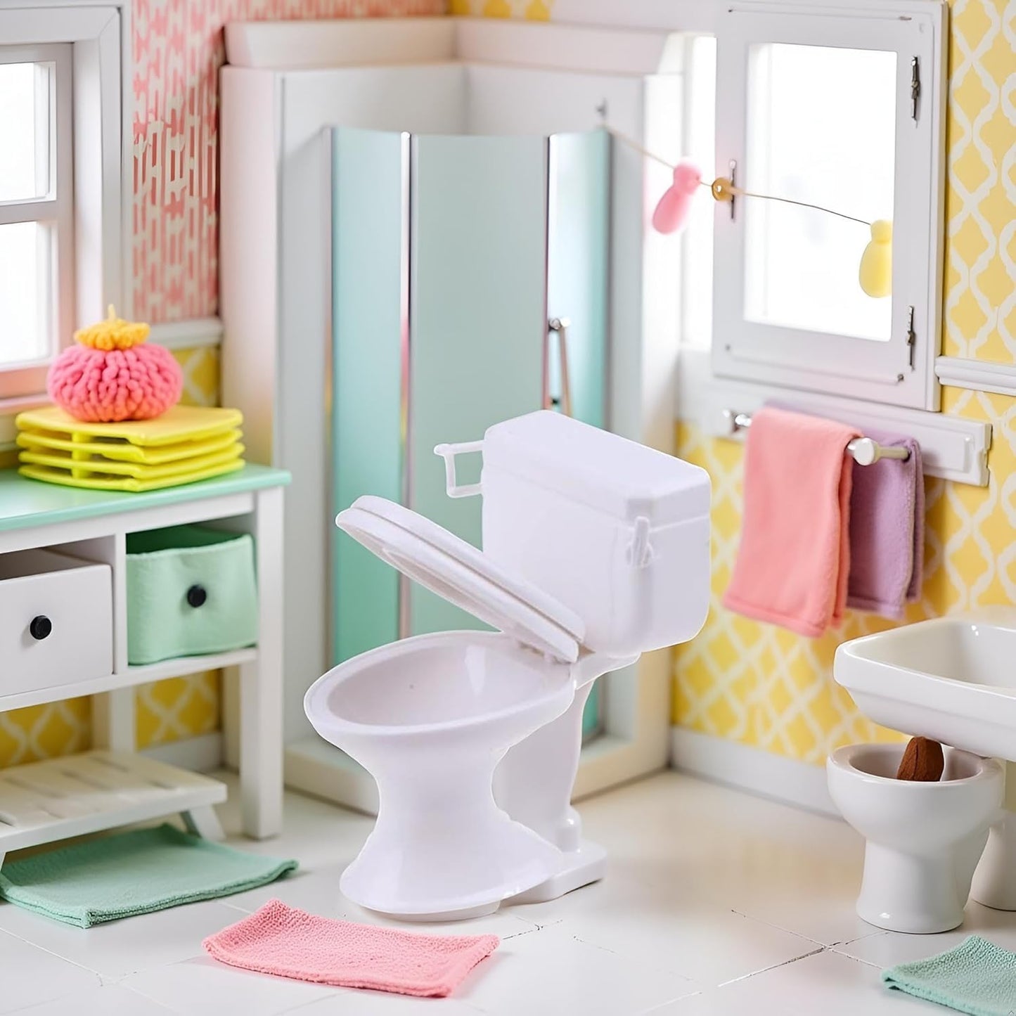 1:12 Scale Miniature Bathroom Toilet - Realistic Dollhouse Furniture for DIY Crafts, Dioramas and Architectural Models