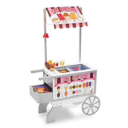 Melissa & Doug Snacks & Sweets Food Cart with Play Food, Wooden Toys & Kids Play Kitchen Accessories, Preschool Learning Toys for Girls & Boys 3+