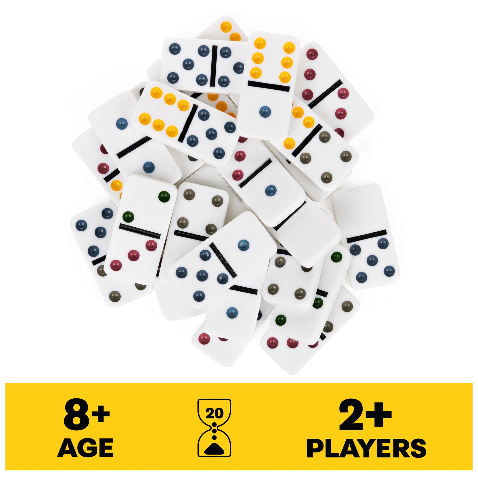 Spin Master Games, Mexican Train Dominoes Set in Aluminum Carry Case, Includes Colorful Trains for Fun-Filled Family Game Night, for Kids & Family
