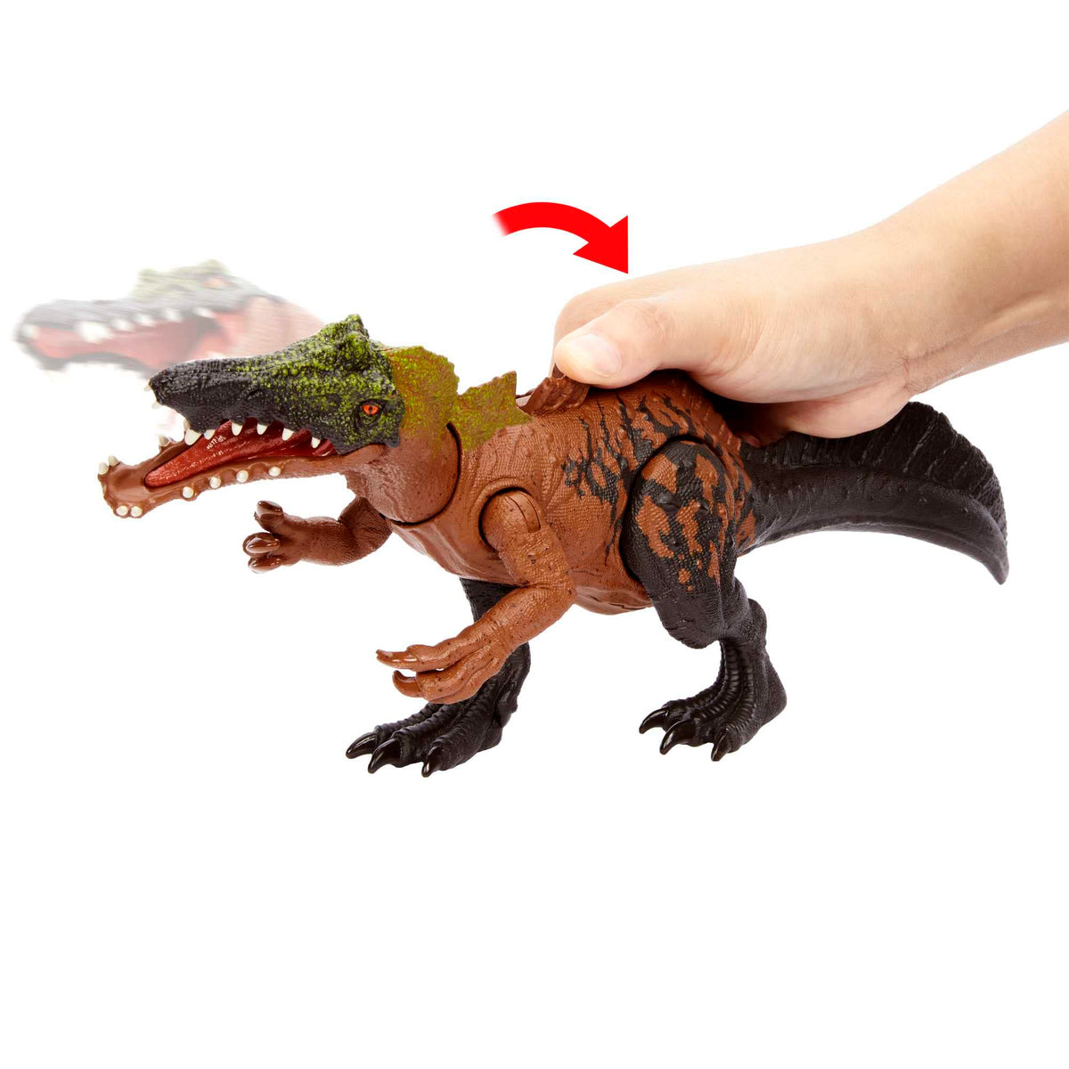 Mattel Jurassic World Wild Roar Dinosaur Toy with Sound & Attack Move, Irritator Posable Action Figure Includes Digital Play, 11 inches Long