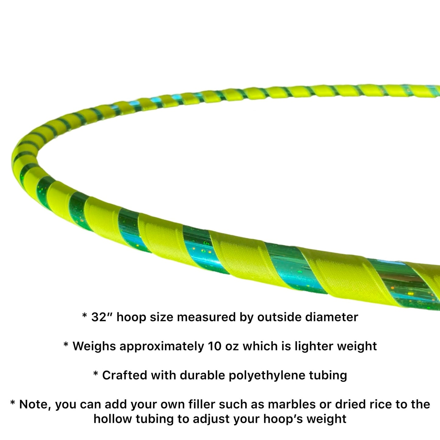 SpinMajik Kids Hula Hoop | Lime Green Gecko, Medium (32") | Lighter Weight Yet Sturdy