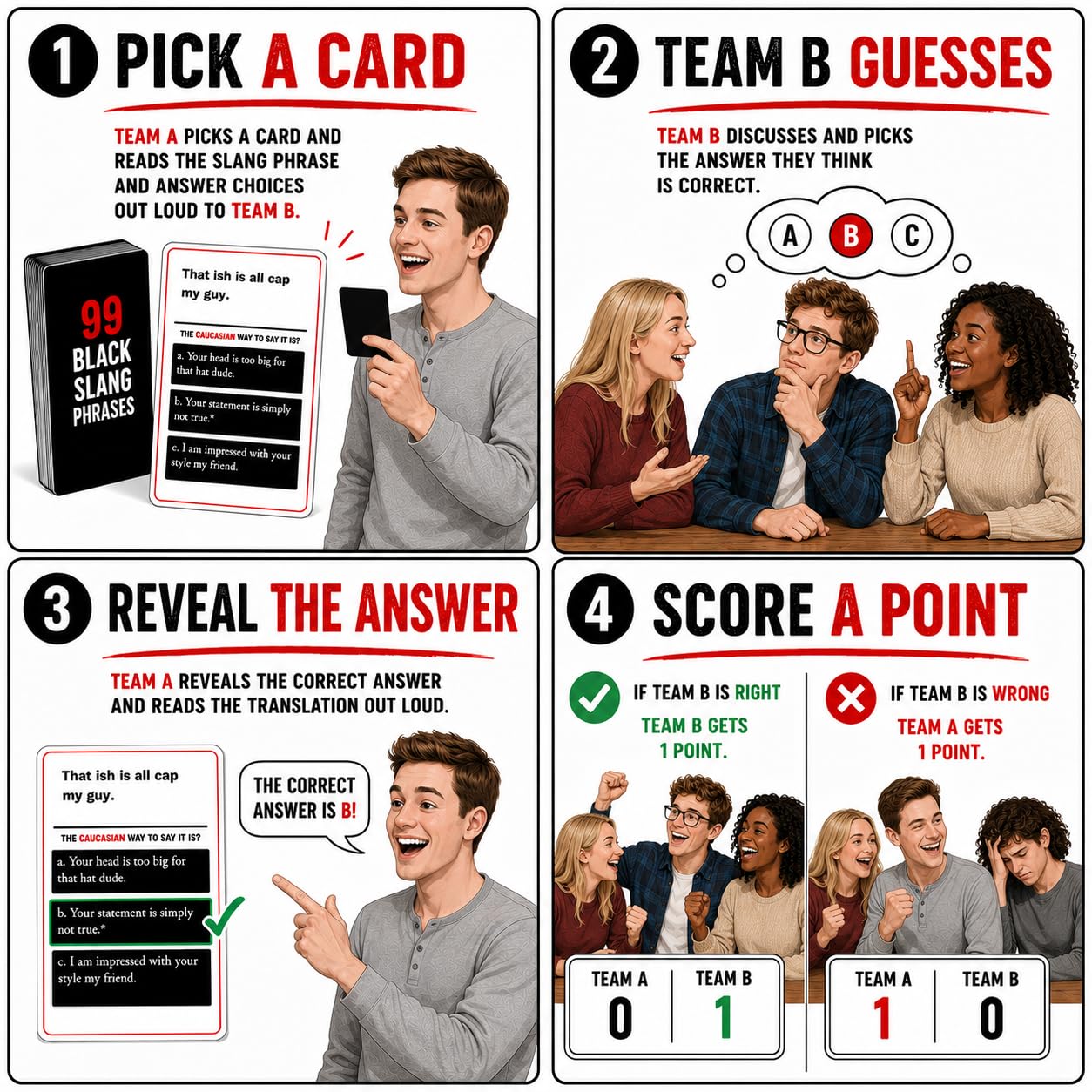 HARSTCO GAMES 99 Black Slang Phrases - A Funny Card Game that Helps You Learn the Slang Everyone Else Already Knows