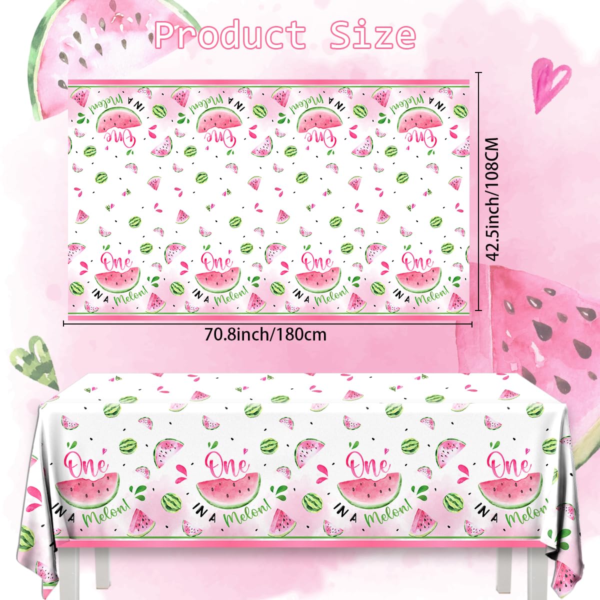 Gupesxu Watermelon Party Supplies,3Pack Watermelon Party Tablecloth One in A Melon Birthday Decorations Summer Theme Table Cover for First
