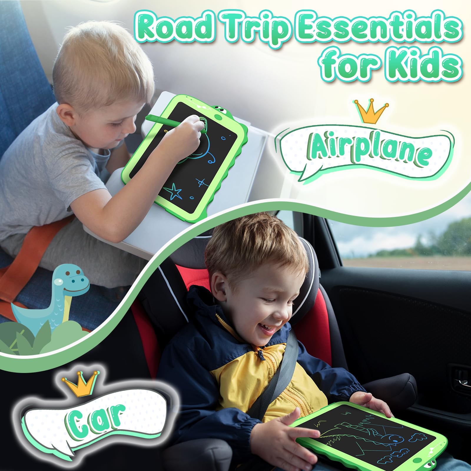 LCD Writing Tablet for Kids 8.5" Toddler Toys Learning Drawing Board Dinosaur Toys for 3 4 5 6 7 Year Old Boys Girls Birthday Gifts Idea Light Doodle