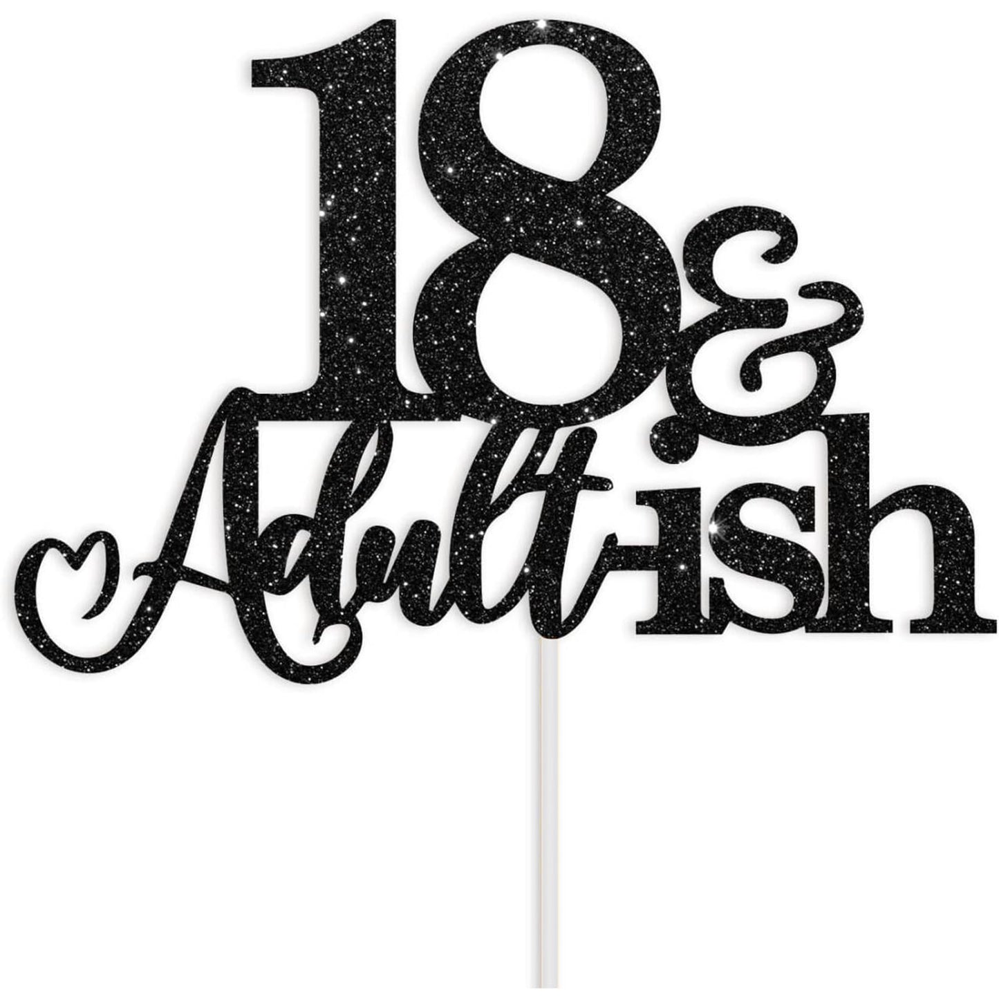 18th Birthday Cake Topper Black Glitter Happy 18th Bday Cake Topper 18 Cake Topper and Adultish for 18 Birthday Decorations 18th Birthday Decor 18