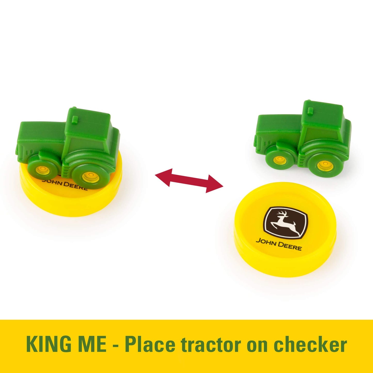 TOMY John Deere Checkers Board Game - Includes Themed Folding Board, Checkers, and Collectible Tractor Kings - Collectible Farm Toys and Strategy
