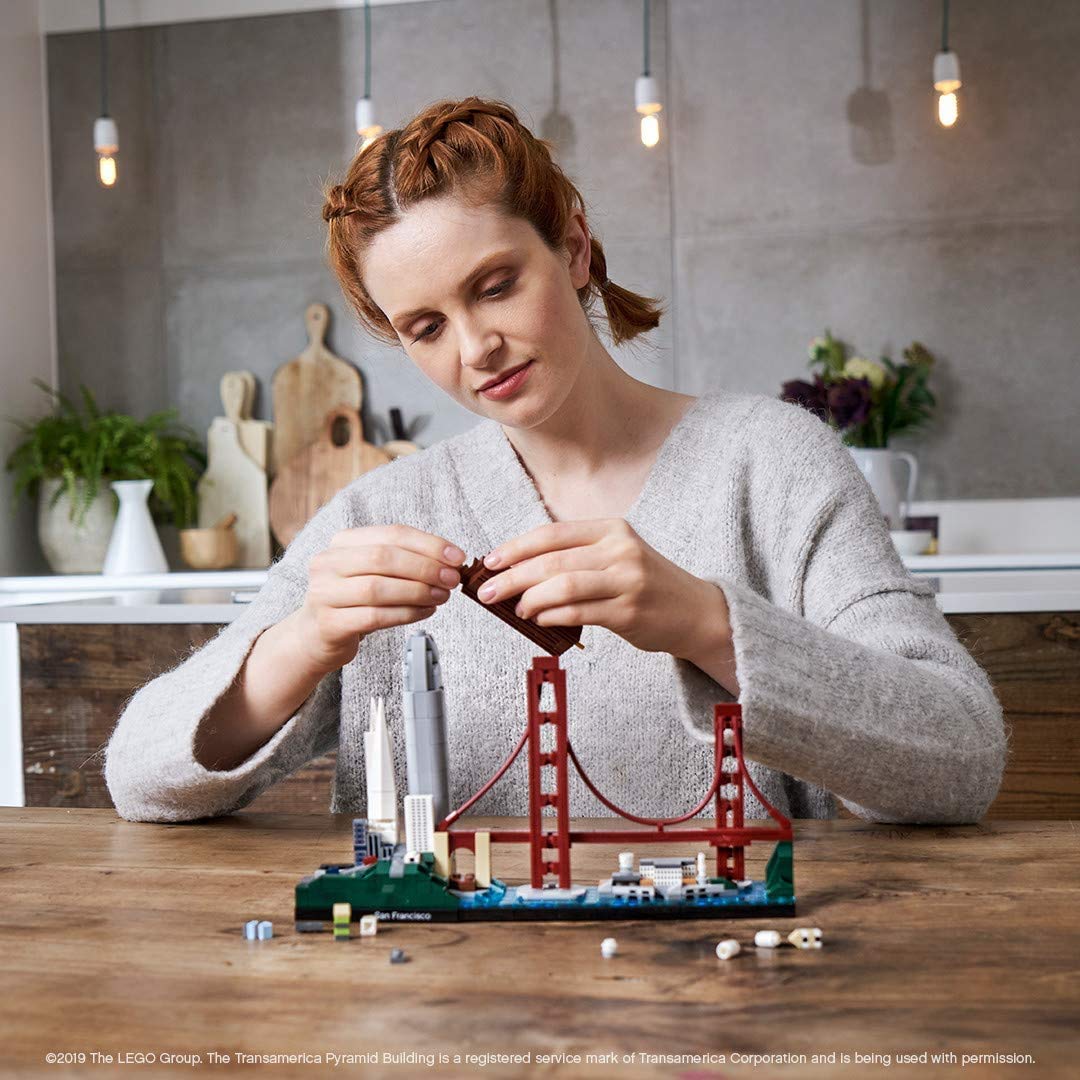 LEGO Architecture Skyline Collection 21043 San Francisco Building Kit Includes Alcatraz Model, Golden Gate Bridge and Other San Francisco