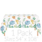Oojami Jungle Safari Tablecloth Set with Banner - Baby Shower Party Supplies 54"x108" - Waterproof PE Material - Adorable Animal Print with Lions