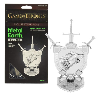 Metal Earth Game of Thrones House Stark Sigil | 3D Metal Model Kit | No Glue Needed | Ages 14+ | Detailed Etched Steel Sheets | Collectible Enthusiast
