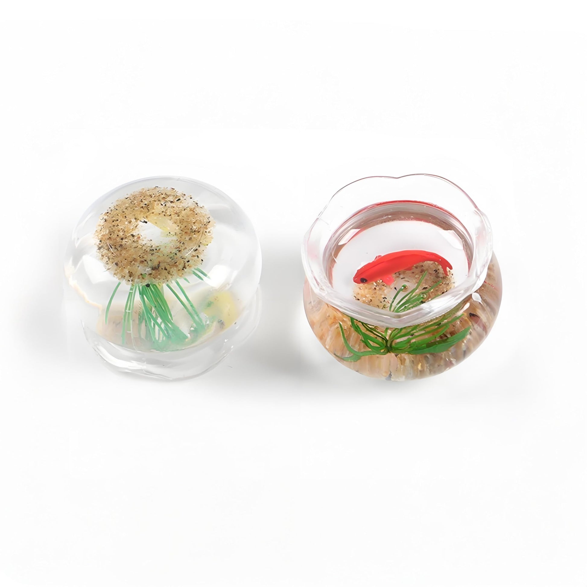 Miniature Goldfish Bowls for Dollhouse - Realistic Resin Fish Tank Accessories, Cute Animal Figurines, Smooth Surface, Fairy Garden Decor, 1:12 Scale