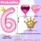 Princess 4th Birthday Party Decorations, 40 inch Large Pink Crown 4 Balloon for Girls’ Princess Royal Birthday Decorations, Party Supplies Favors