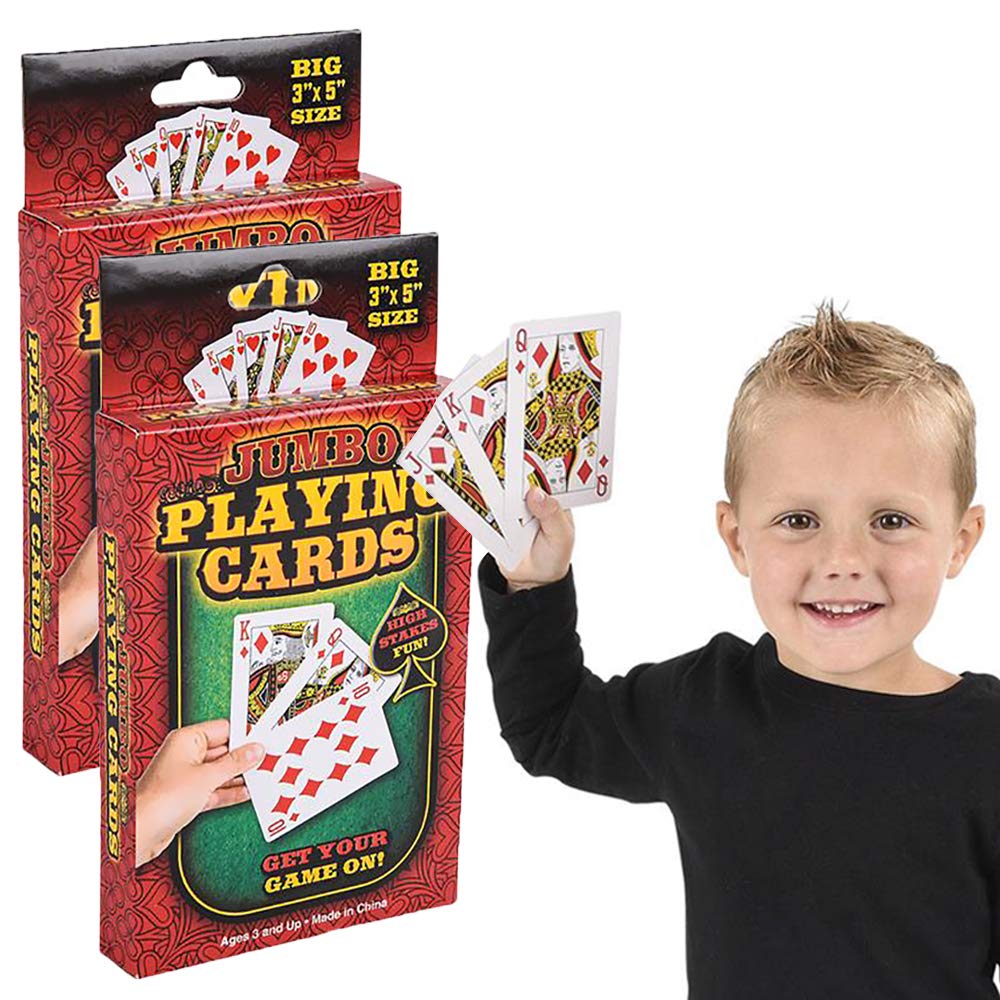 The Dreidel Company Children's Playing Cards Deck, Deck of Cards, Games, Family Fun, Party Favors (Large Playing Cards (3"x5" in), 2-Pack)