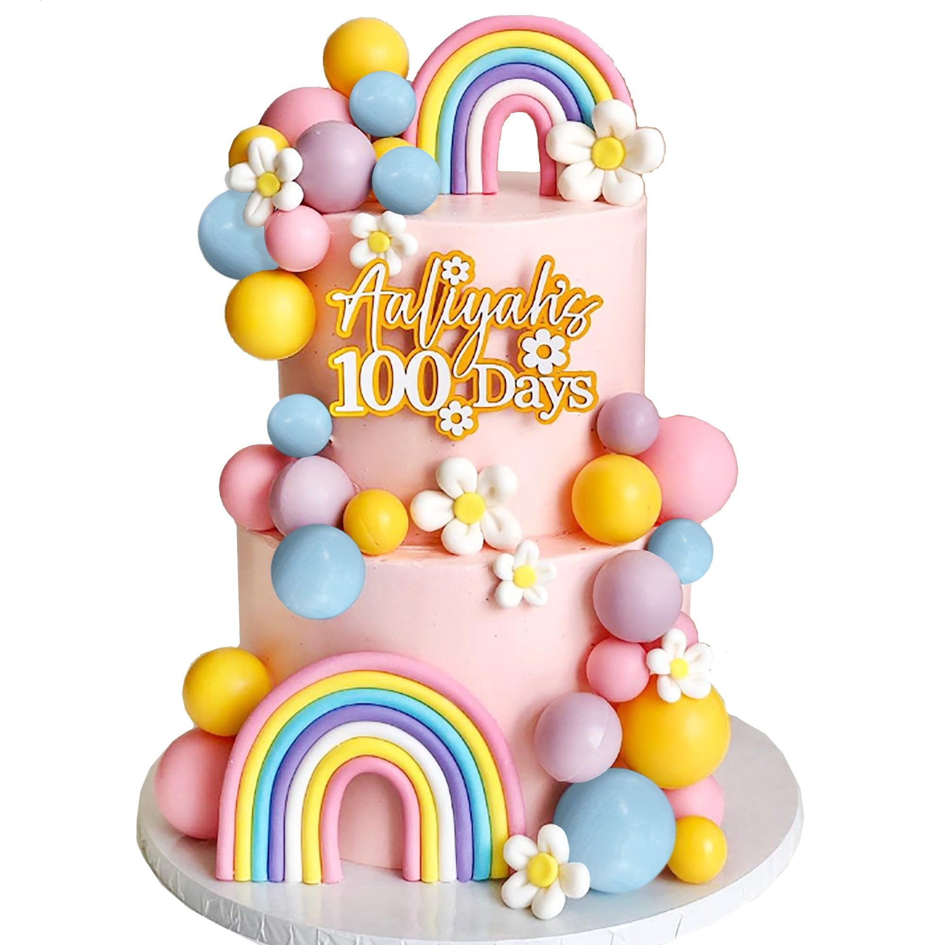 35 PCS Groovy Cake Toppers Boho Cake Topper Hippie Birthday Decorations with Flower Rainbow Balls for Boho Groovy Theme Birthday Supplies