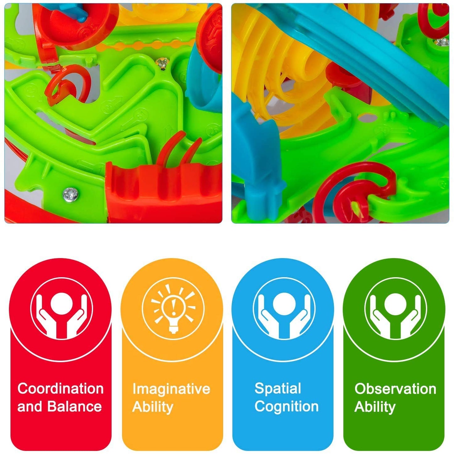 Carlerait 3D Maze Ball, 6.3in Interactive Puzzle Ball with 118 Obstacles