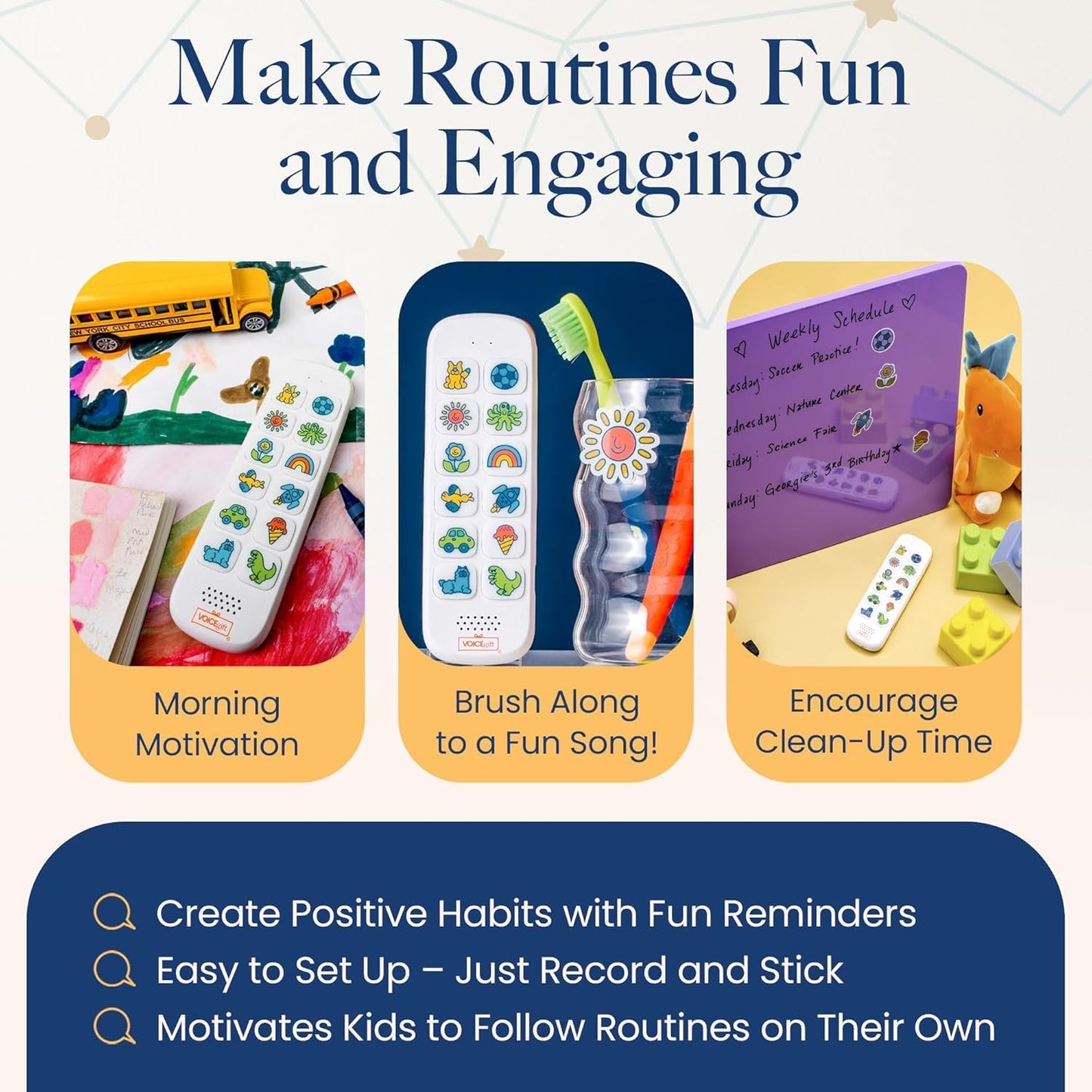 VoiceGift Play, Screen-Free Audio Recorder for Kids | Back to School Story Book Player with Fun Matching Stickers, Voice Notes, Student Aid & Routines