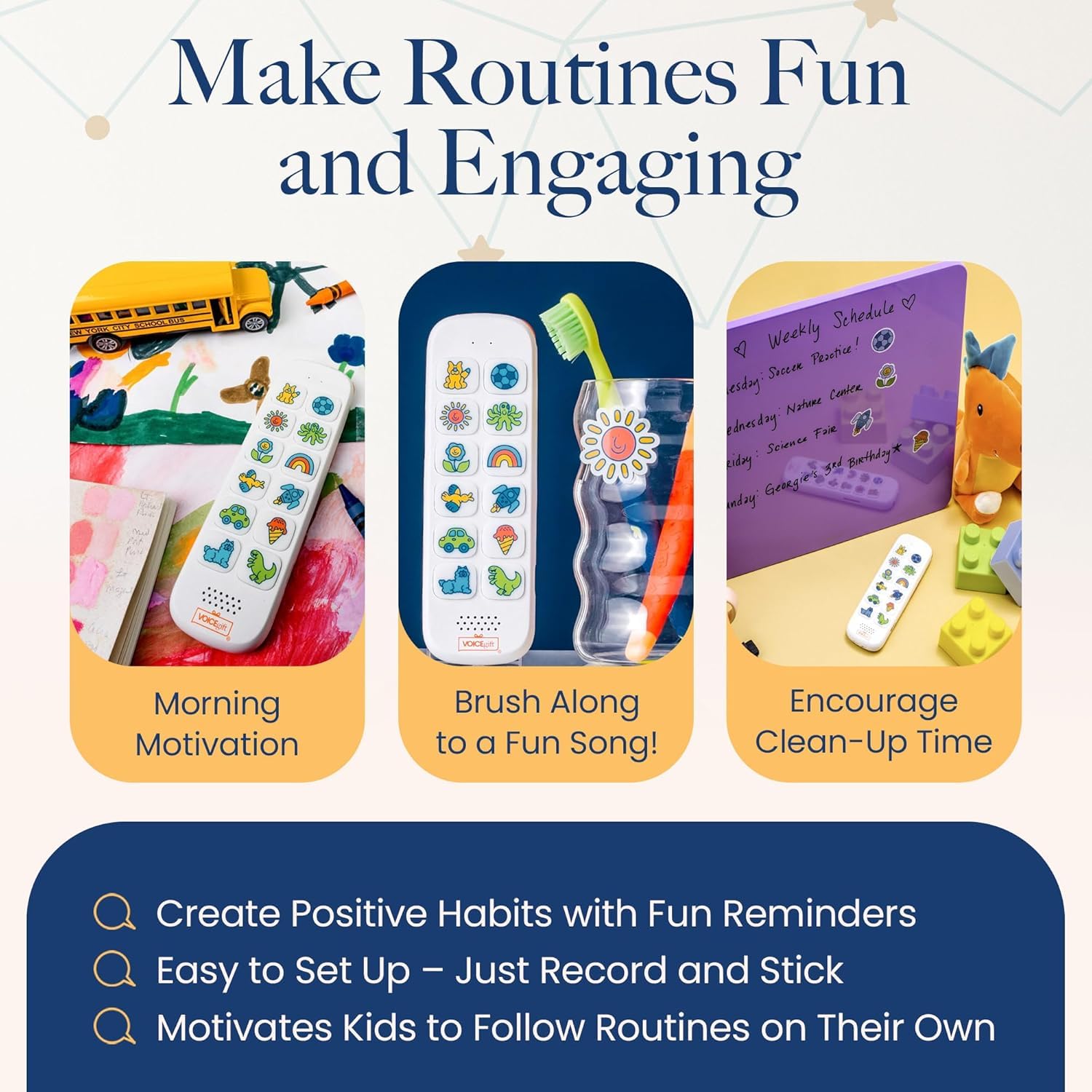 VoiceGift Play, Screen-Free Audio Recorder for Kids | Back to School Story Book Player with Fun Matching Stickers, Voice Notes, Student Aid & Routines