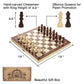 AMEROUS 12" x 12" Magnetic Wooden Chess Set for Kids and 6 up Age, 2 Bonus Extra Queens, Folding Board with Storage Slots, Handmade Chess Pieces