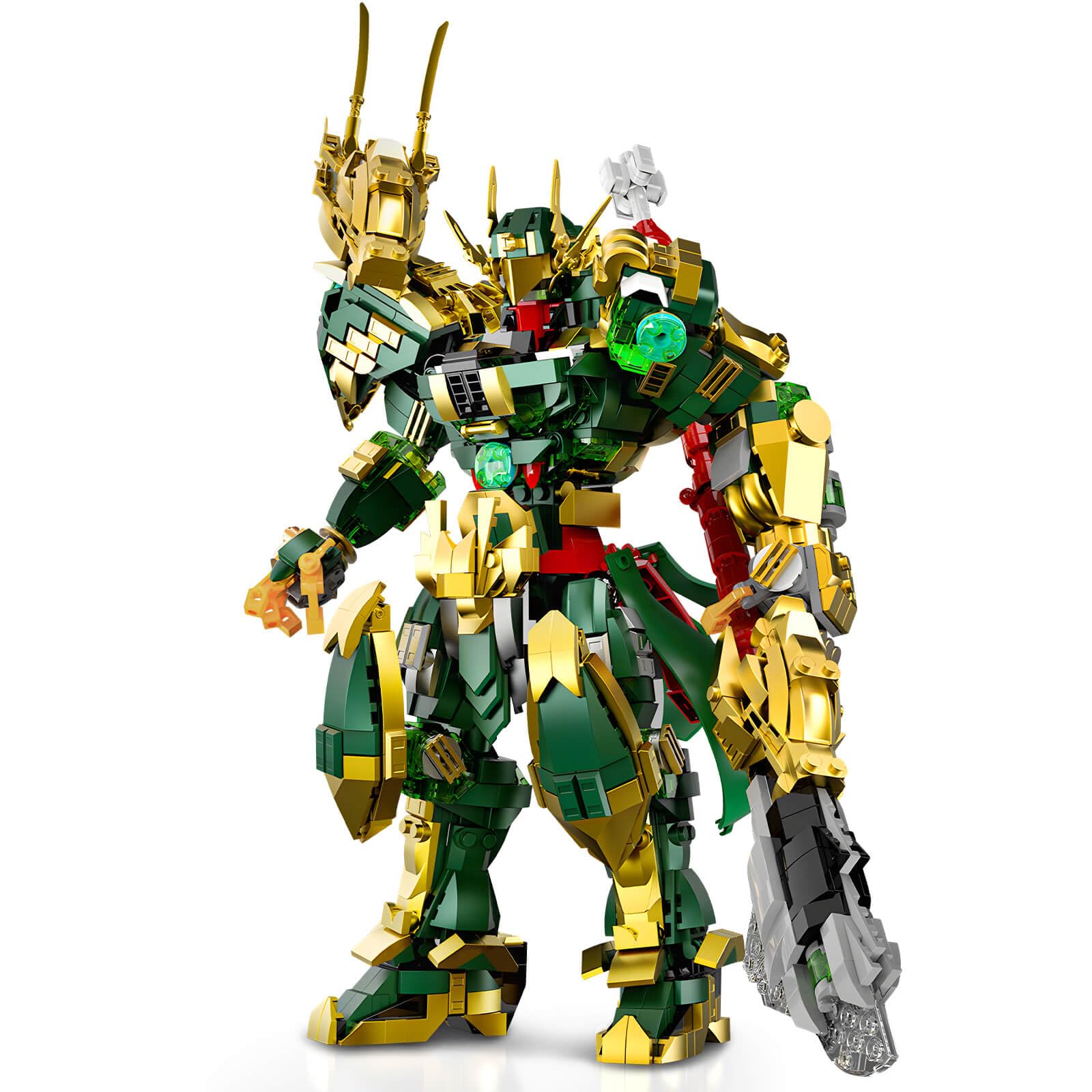 HIGH GODO Mech Robot Building Set, MOC China Guan Yu General Chinoiserie Mech Action Figures Model Weapons, Hero Warrior Collectible Display Toys