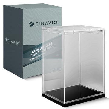 Dinavio Crafthouse Funko Pop Protector - Acrylic Display Case - Sturdy Stackable Design - 4mm Case for 4" Vinyl Figures - Black Base