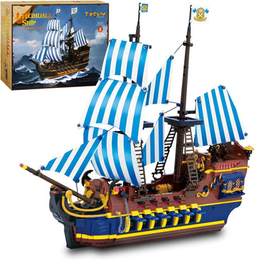 YESHIN Pirates Ship Model Building Blocks Kits, MOC Sailboat Model Construction Set to Build, Gift for Adult Collections Enthusiasts (2010+Pieces)