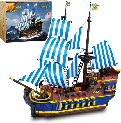 YESHIN Pirates Ship Model Building Blocks Kits, MOC Sailboat Model Construction Set to Build, Gift for Adult Collections Enthusiasts (2010+Pieces)