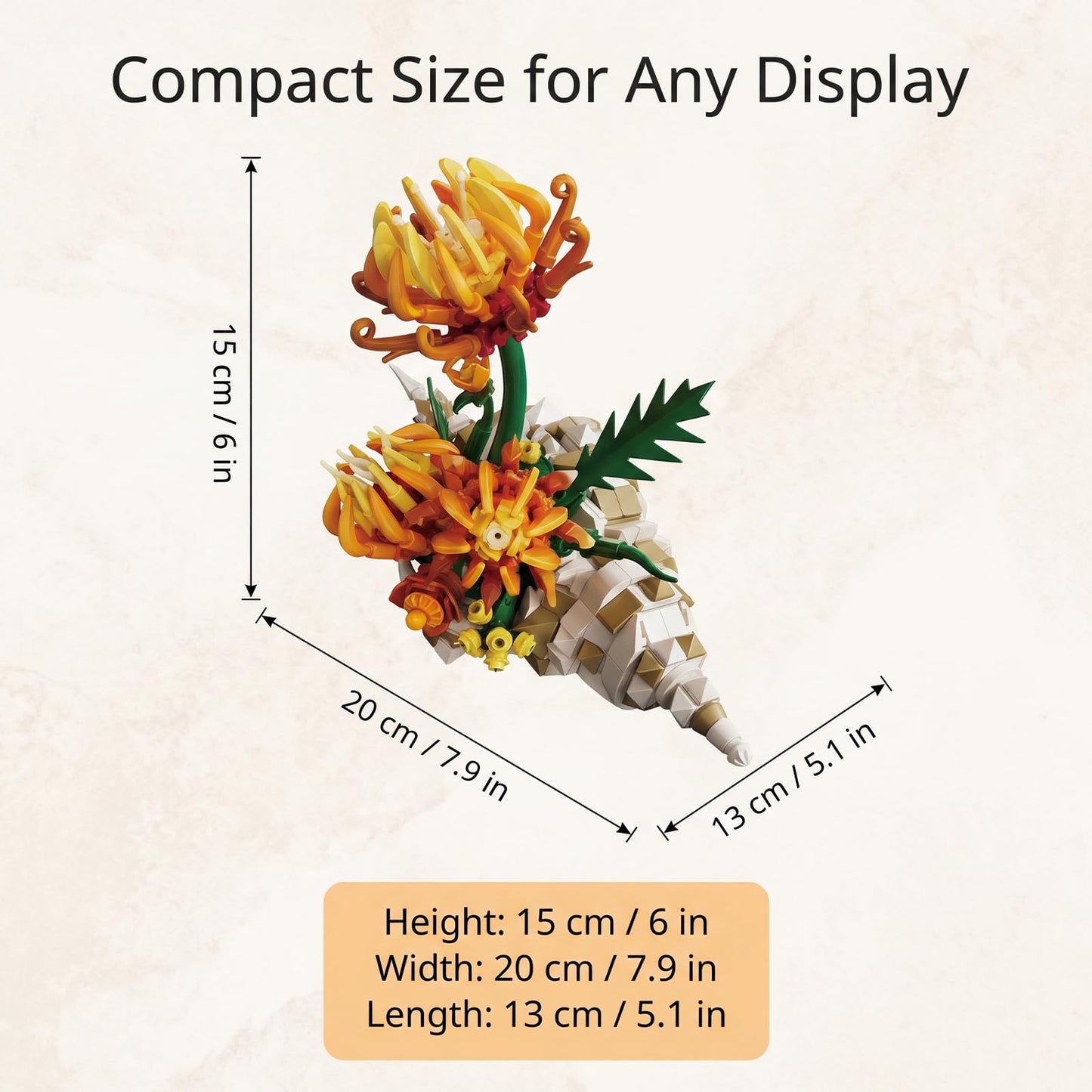 JYLWSMHMU Chrysanthemum Conch Building Blocks Set Artificial Flower Botanical Display Kit Creative DIY Desk Decor Unique Gift for Adults Women Home