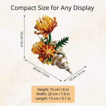JYLWSMHMU Chrysanthemum Conch Building Blocks Set Artificial Flower Botanical Display Kit Creative DIY Desk Decor Unique Gift for Adults Women Home