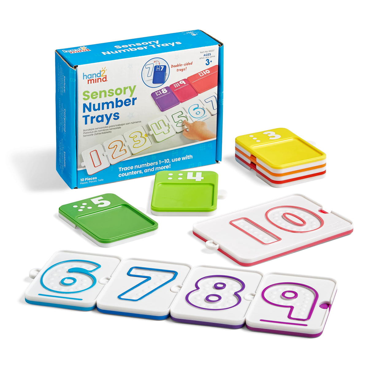 hand2mind Sensory Number Trays, Learning Numbers for Kids, Fine Motor Activities, Counting Toys for Sensory Seeking Kids, Texture Toys, Pre-Writing