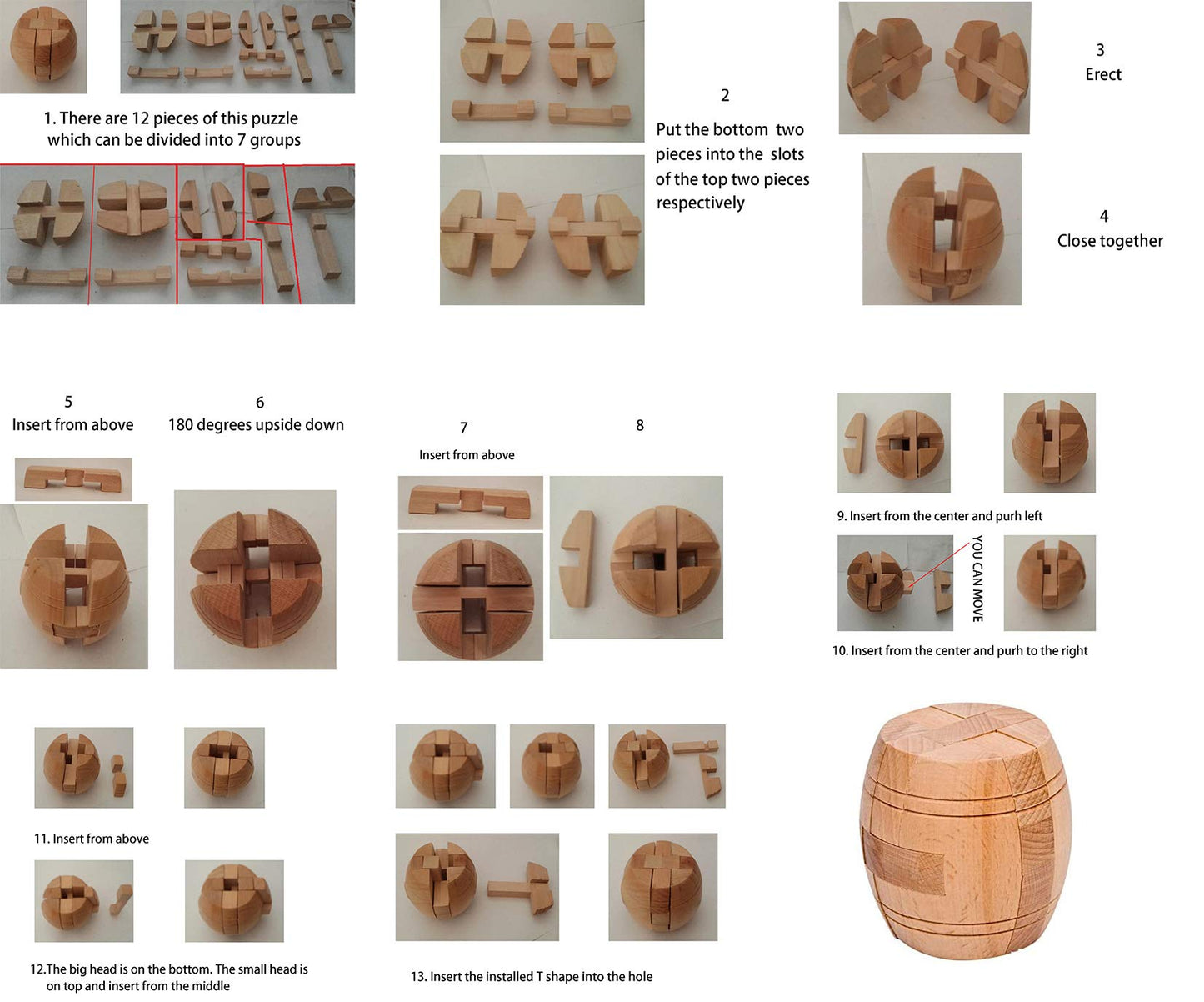 Ahyuan Handmade Powder Barrel Wooden Puzzles for Adults an Interlocking 3D Brain Teaser Puzzles for Adults Hidden Passage Works on a Classic