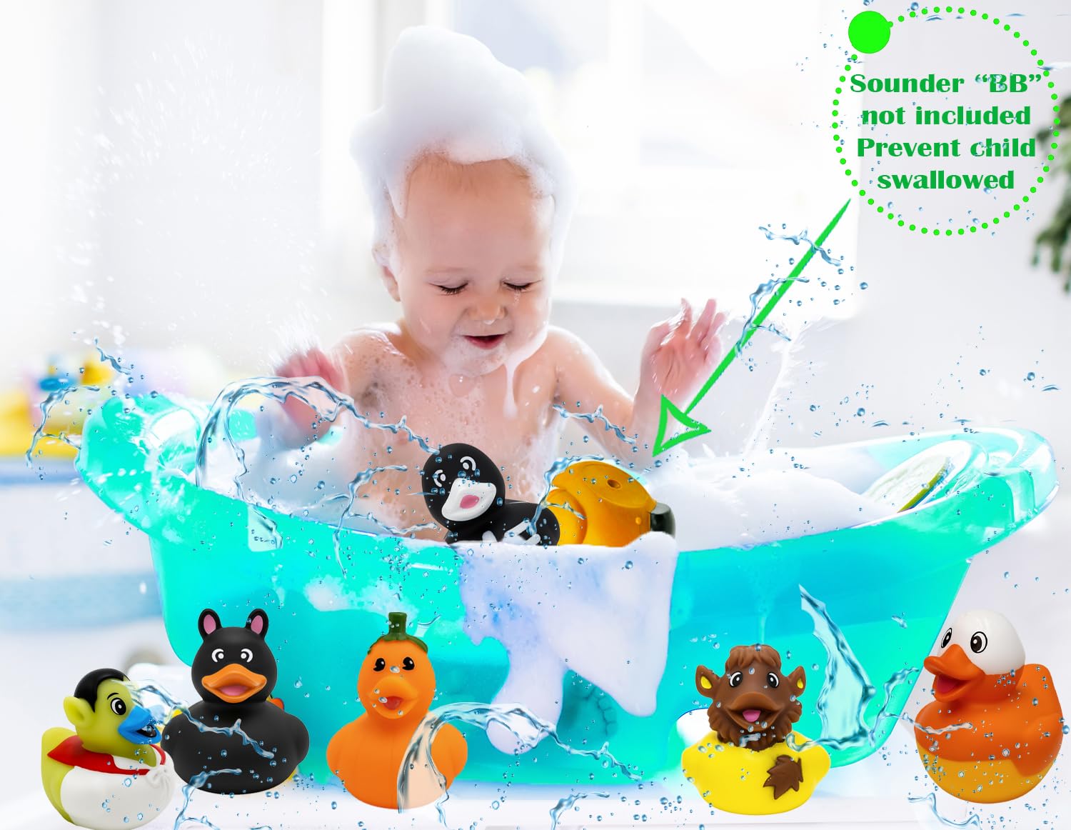 100 Halloween Rubber Duck Toy Duckies for Kids, Fun Bath Birthday Gifts Baby Showers Summer Beach and Pool Activity, 2" (100-Pack)