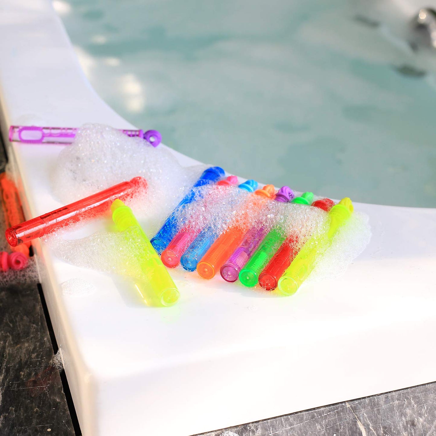 64 Pack Mini Bubble Wands Party Favors, Neon Bulk Birthday Treats for Kids