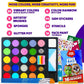 28 Color Face Painting Kit for Kids - Blue Squid Face Paint Kit Palette with 160pc accessories Stencils, Water Activated Non Toxic Washable