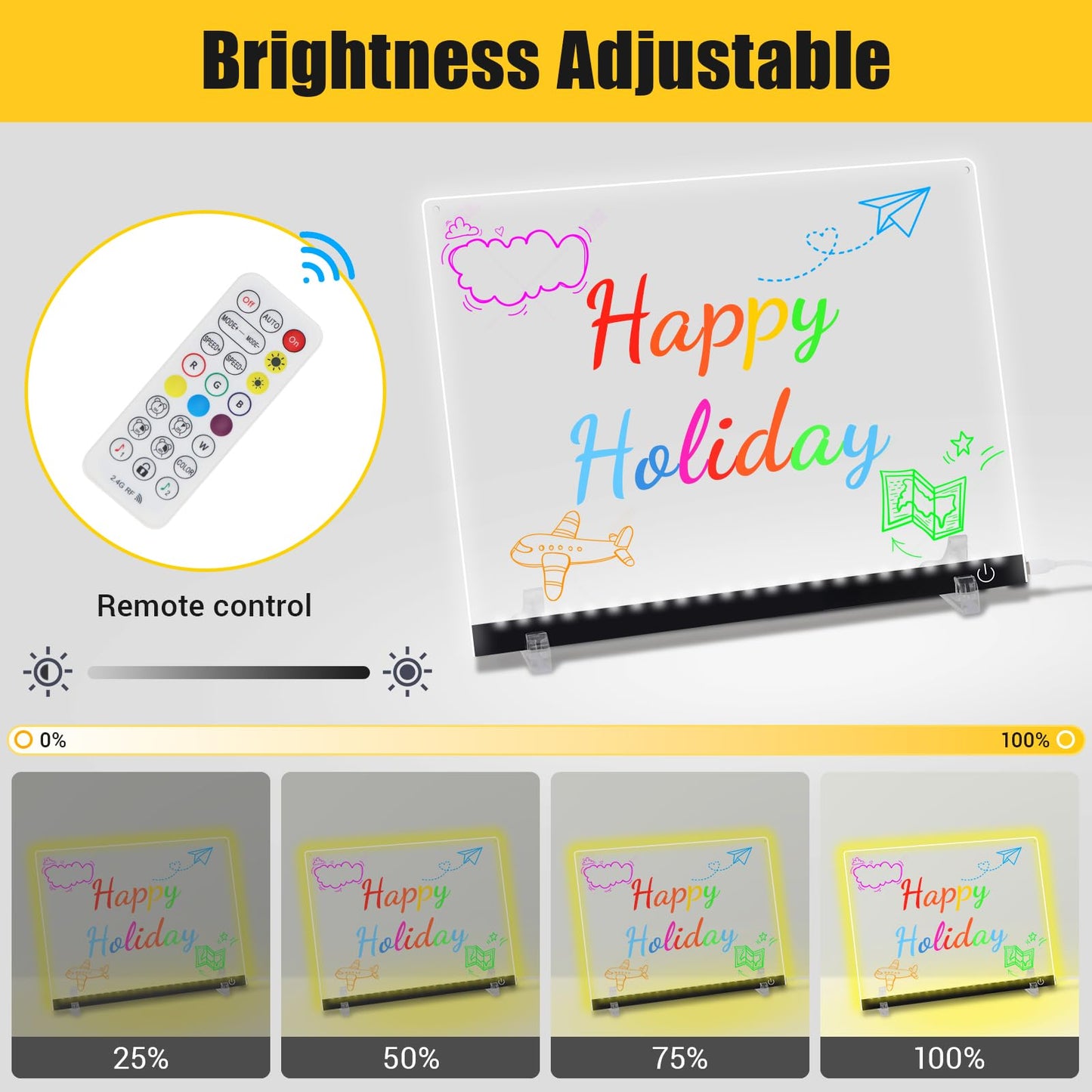 14.1"x11" LED Drawing Board with Music Sync APP Remote Control, Glow Doodle LED Note Board with Colors, Neon Light Up Drawing Tablet, Parent-Child
