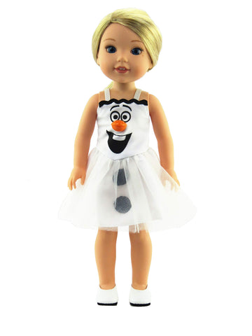 American Fashion World Happy Snowman Olaf- Inspired Dress for 14-Inch Dolls | Olaf Inspired | Premium Quality & Trendy Design