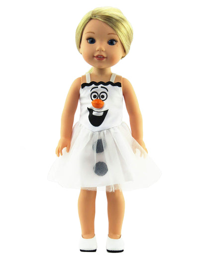 American Fashion World Happy Snowman Olaf- Inspired Dress for 14-Inch Dolls | Olaf Inspired | Premium Quality & Trendy Design