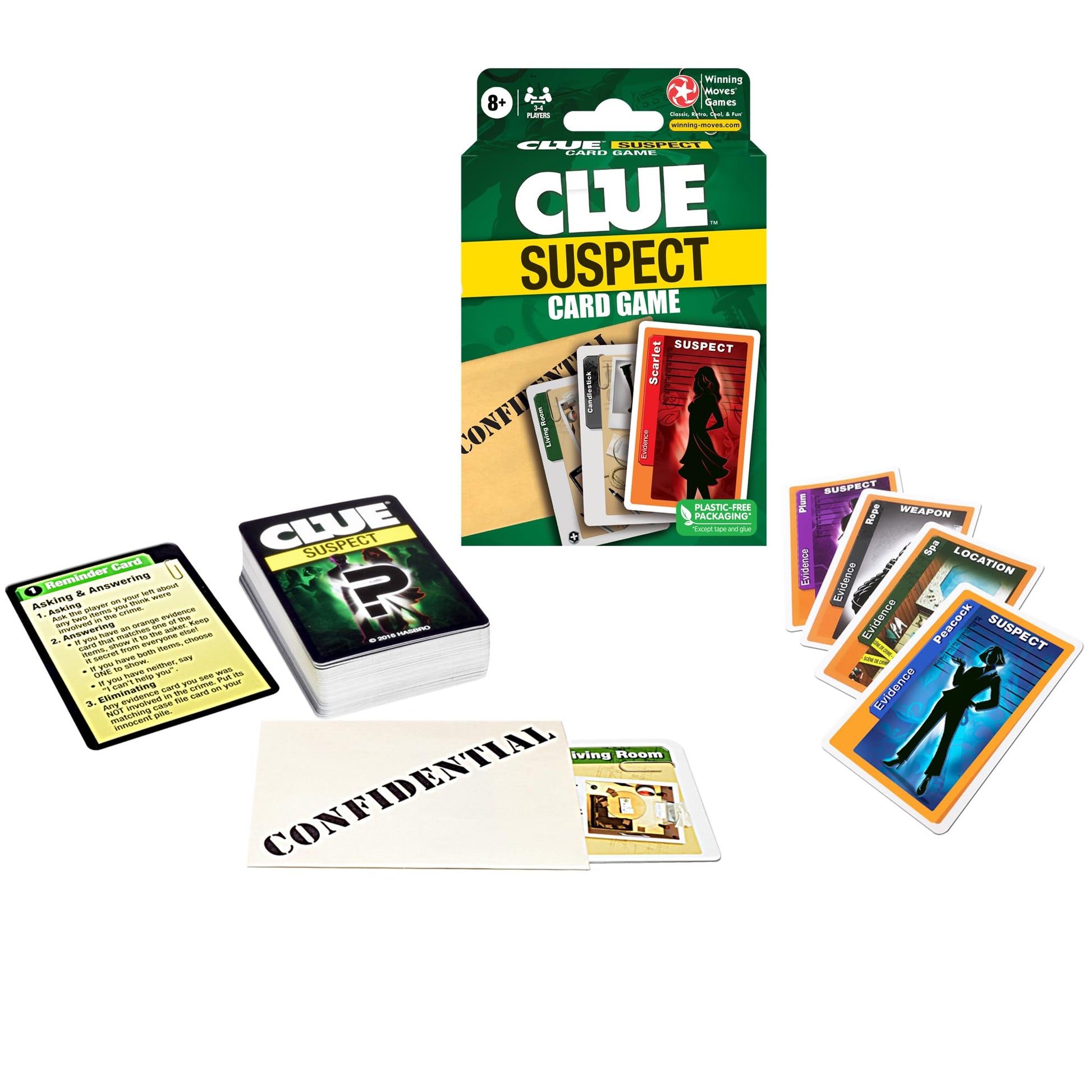 Winning Moves Clue Suspect Card Game, Portable Edition of Clue