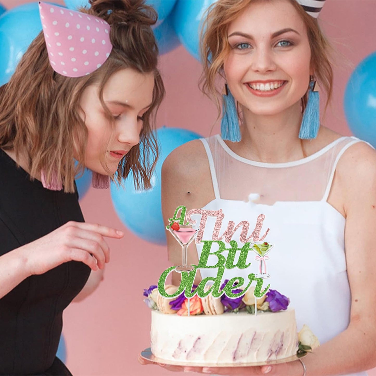 A Tini Bit Older Cake Topper, Girls Happy Birthday Party Cake Decoration Supplies for Martini Themed Party, Martini Bachelorette Party Tiny Bar Decor