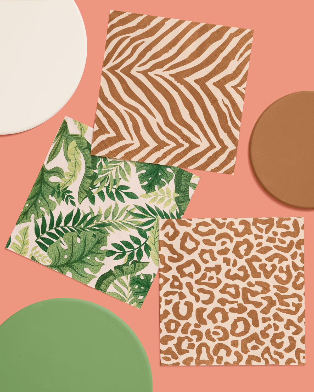 xo, Fetti Animal Print Safari Napkins - 3-ply, 24 pcs | Jungle Cocktail Napkins, Zoo Dinner Party Setting, Kids Wild Birthday Decoration, Rainforest