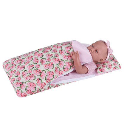 Rakki Dolli Baby Doll Sleeping Bag Set Sweet Dream Bed Dolls Sleepover Bag with Side Zipper (Pink Rose)