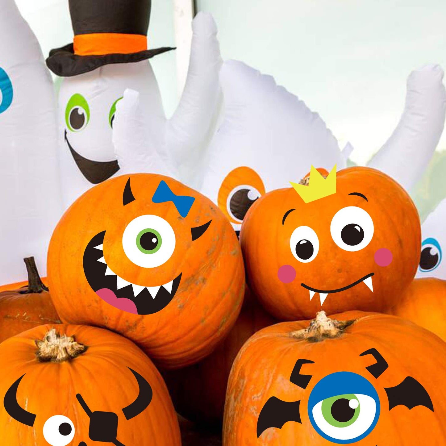 DIYASY Foam Pumpkin Decorations Craft Kit,32 Pcs Halloween DIY Pumpkin Face Stickers for Kids Halloween Party Decoration 2 Pack