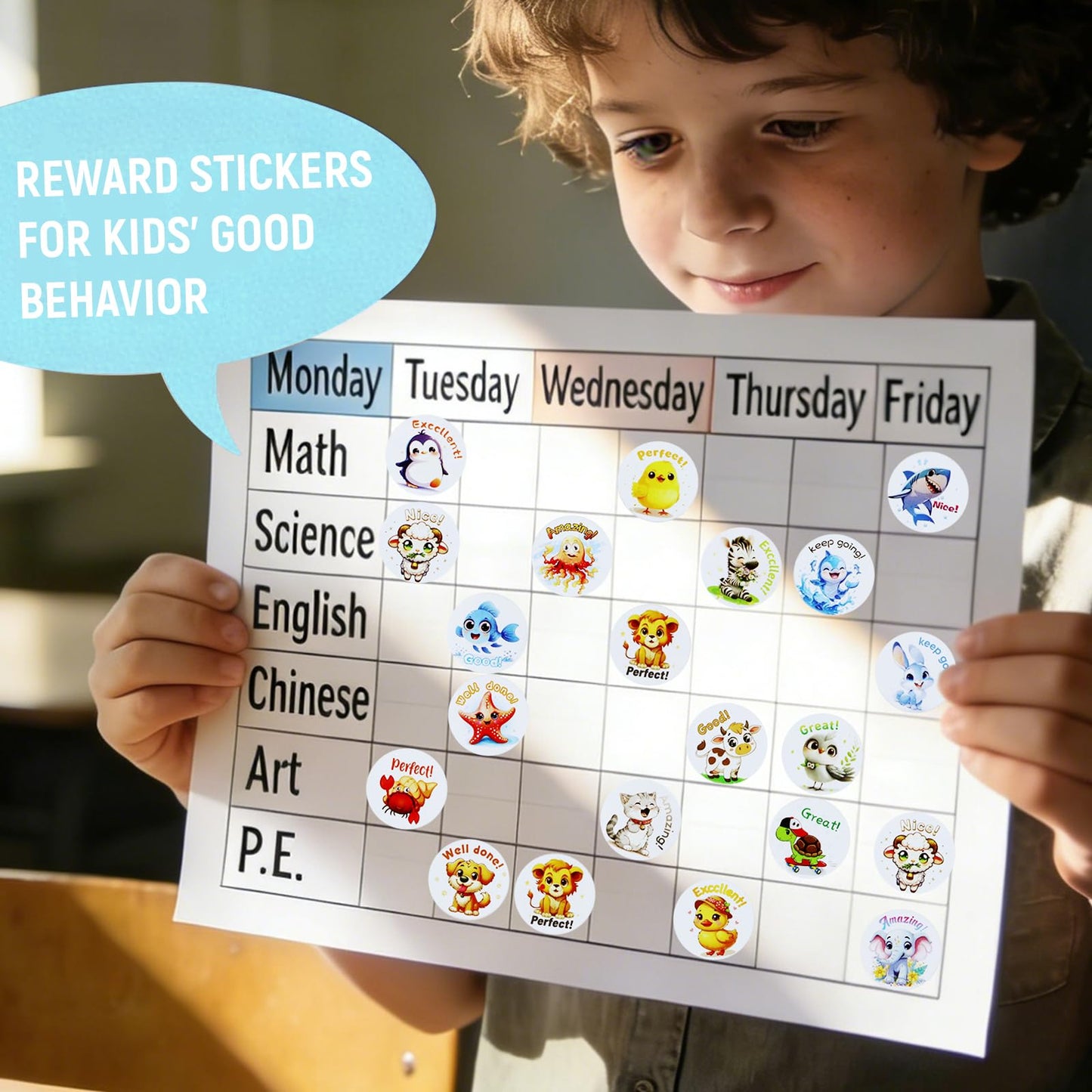Reward Stickers 3 Rolls 1500 PCS for Students, Fun Colorful Animal Designs Stickers for Teachers, School, Party, Homework Rewards, Gifts, Classroom