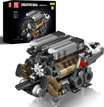 Mould King W16 Engine Building Blocks Set, Combustion Engine Model that Runs, Mini Engine Build Kit for Adults with Battery and Motor, Engineering