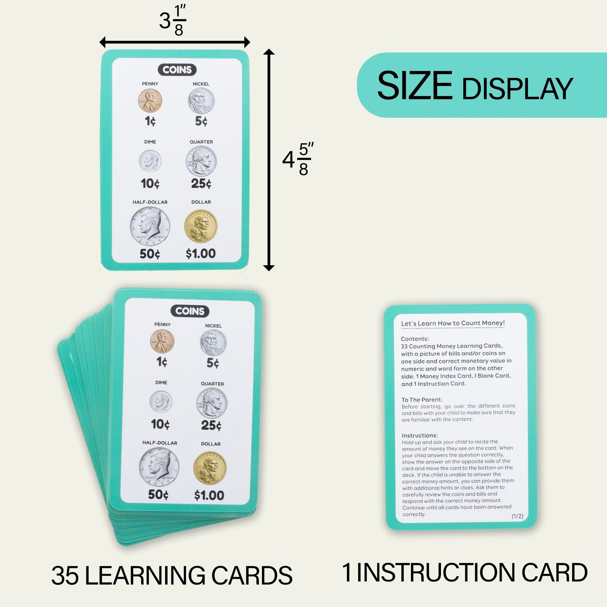 BAZIC Products Money Flash Cards, 36 Cards