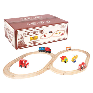 Wooden Train Track 52 Piece Set-18 Feet Of Track Expansion - 5 Distinct Pieces - 100% Compatible with All Major Brands Including Thomas Wooden Railway