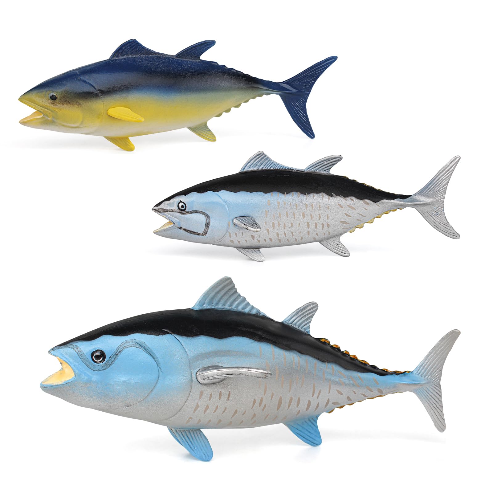 GUFOPONAS Large Bluefin Tuna Fish Toy Family 3PCS Plastic Actias Ningpoana Sea Animal Figures Ocean Animals Figurines Bath Toy Shark Figurines Fish