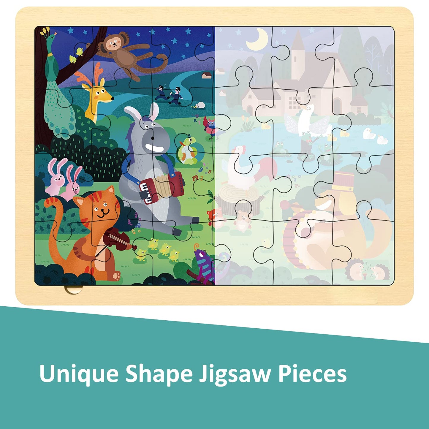 MoinKidz 24 Piece Puzzles for Kids Ages 3-5 Forest Musicians