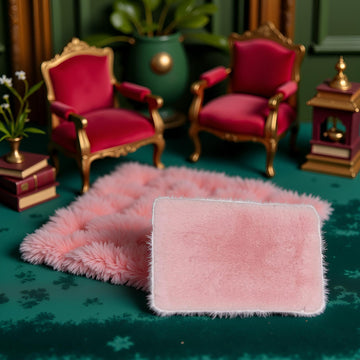 Pink Dollhouse Carpet, Dollhouse Miniature Carpet, Fluffy Mini Dollhouse Rug, Doll House Rug, Lightweight Dollhouse Decor for 1/12, 1/8, 1/6